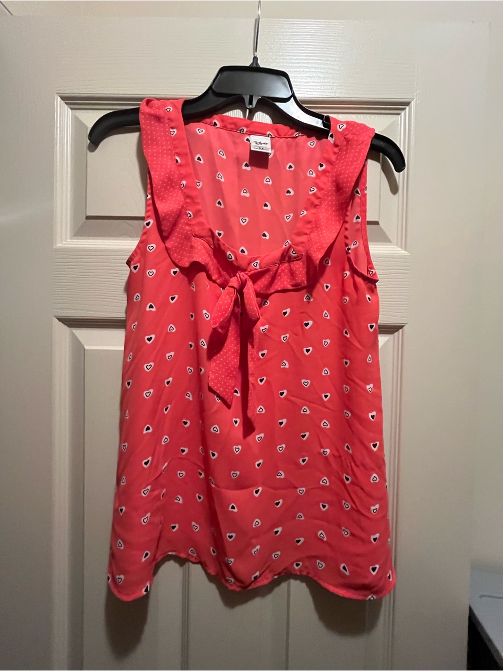 Disney by LC Lauren Conrad Coral Heart-Print Tie-Front Ruffle Camisole